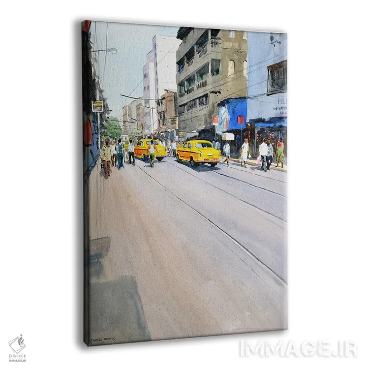 تابلو دکوراتیو Kolkata,تاکسی های زرد، کلکته اثر رامش جاوهر - نمای پرسپکتیو محصول