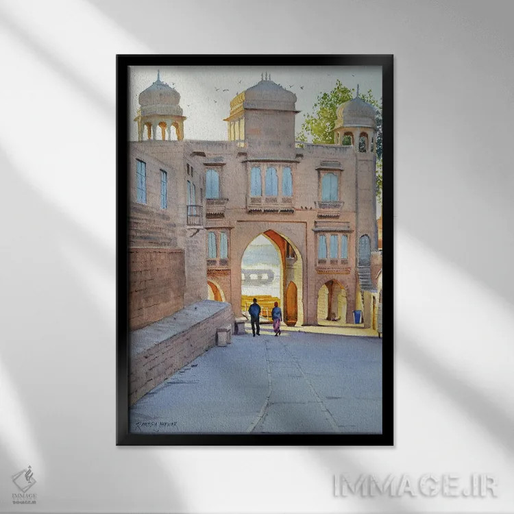 تابلو دکوراتیو درخشش طلایی اثر رامش جاوهر - نمای قابدار مشکی