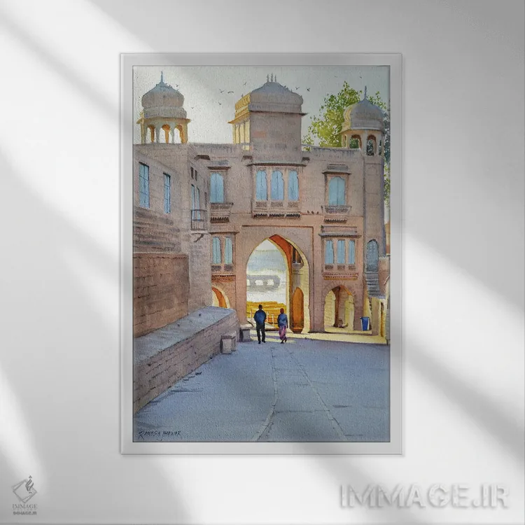 تابلو دکوراتیو درخشش طلایی اثر رامش جاوهر - نمای قابدار سفید