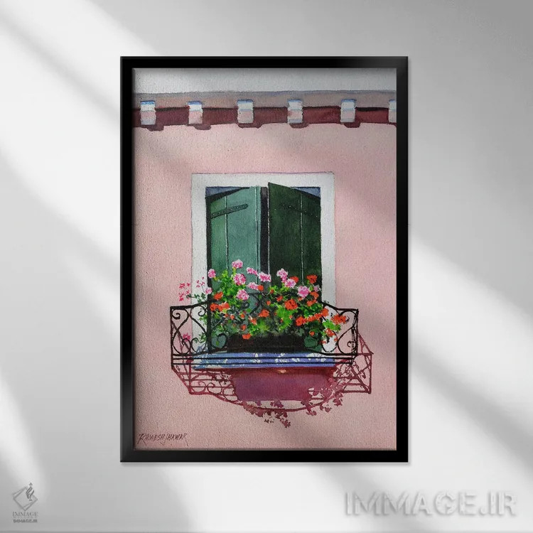 تابلو دکوراتیو پنجره ونیزی اثر رامش جاوهر - نمای قابدار مشکی