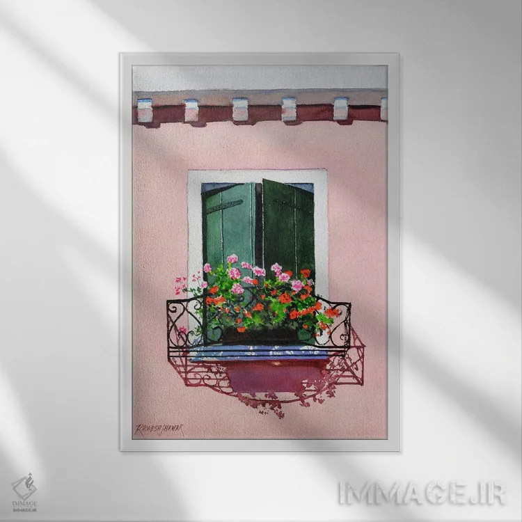 تابلو دکوراتیو پنجره ونیزی اثر رامش جاوهر - نمای قابدار سفید