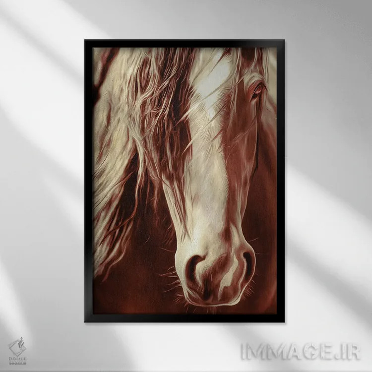 تابلو دکوراتیو اسب رودئو به رنگ سپیا اثر رندا تامپسون - نمای قابدار مشکی
