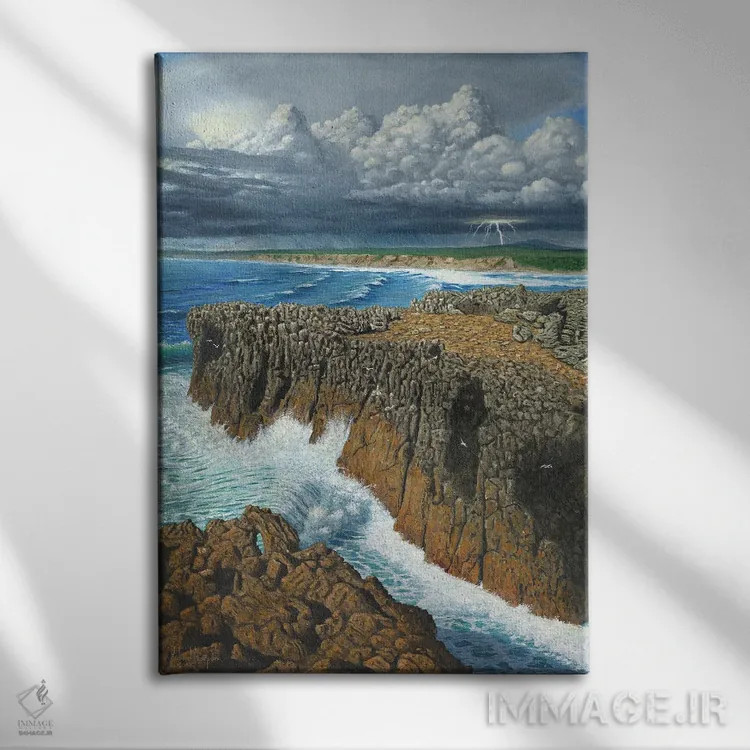 تابلو دکوراتیو امواج اقیانوس اطلس، پونتال، پرتغال اثر ریچارد هارپوم - نمای روبهرو روی دیوار