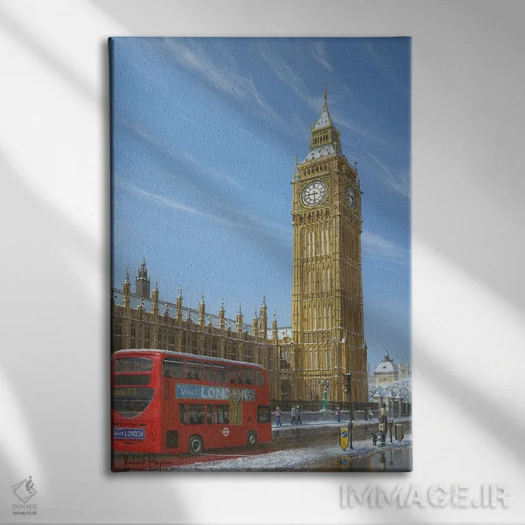 تابلو مدرن صبح زمستانی، بیگ بن، برج الیزابت، لندن اثر ریچارد هارپوم - نمای روبهرو روی دیوار