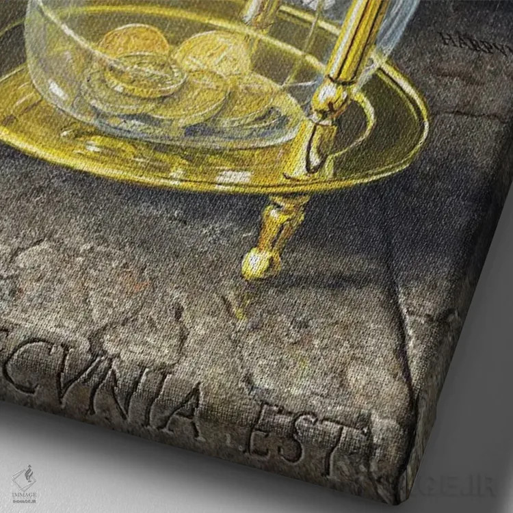 تابلو دکوراتیو زمان پول است اثر ریچارد هارپوم - نمای نزدیک بافت بوم