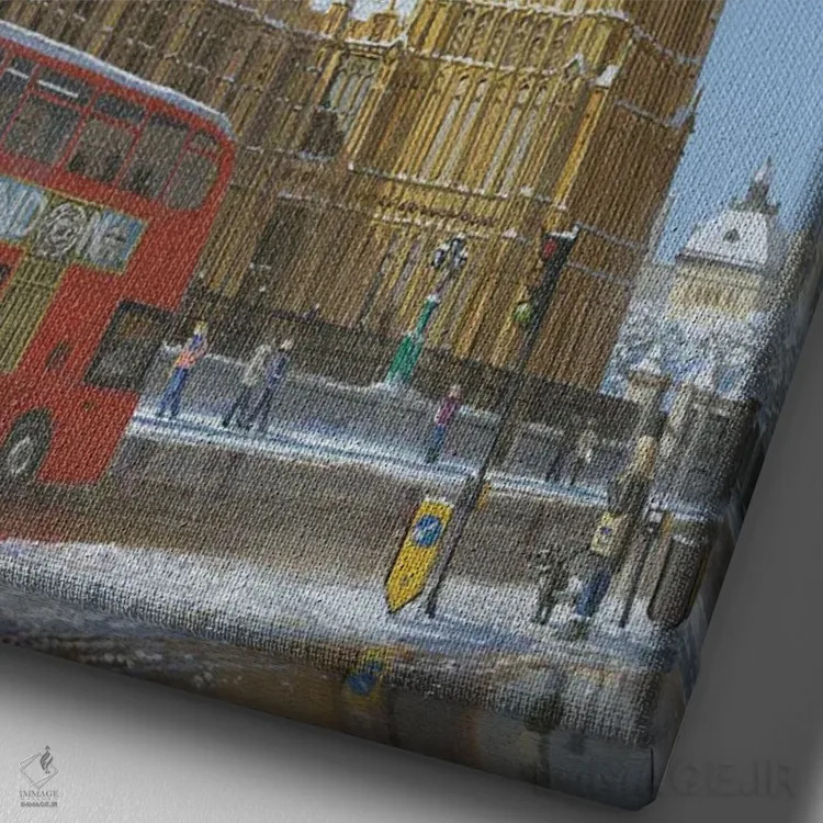 تابلو مدرن صبح زمستانی، بیگ بن، برج الیزابت، لندن اثر ریچارد هارپوم - نمای نزدیک بافت بوم