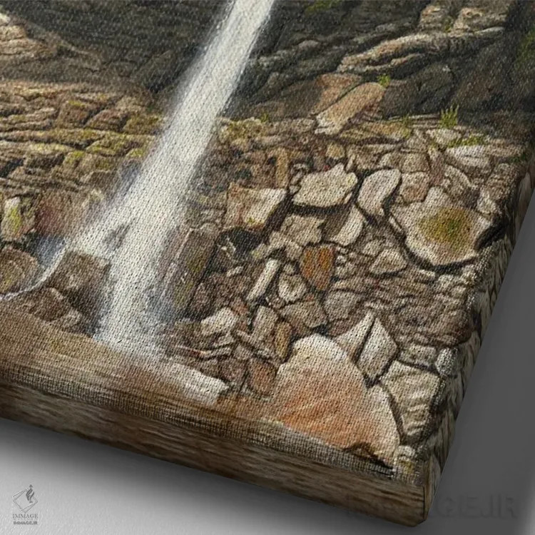 تابلو دکوراتیو آبشار هاردراو، ونسلی دیل، یورکشایر اثر ریچارد هارپوم - نمای نزدیک بافت بوم