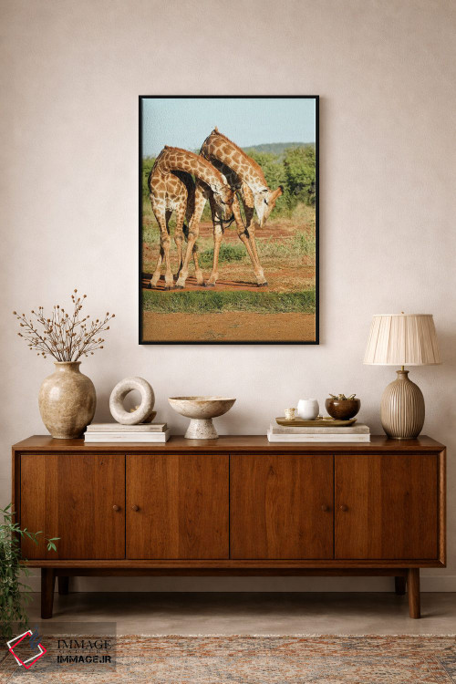 تابلو دکوراتیو زرافه های رقصان آفریقایی اثر رندا تامپسون - D1B