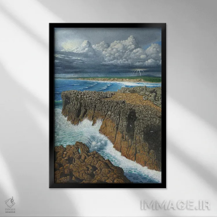 تابلو دکوراتیو امواج اقیانوس اطلس، پونتال، پرتغال اثر ریچارد هارپوم - نمای قابدار مشکی