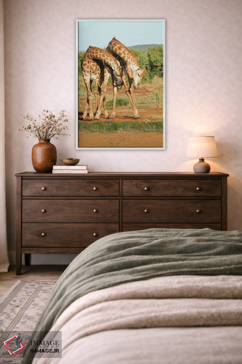 تابلو دکوراتیو زرافه های رقصان آفریقایی اثر رندا تامپسون - D2W