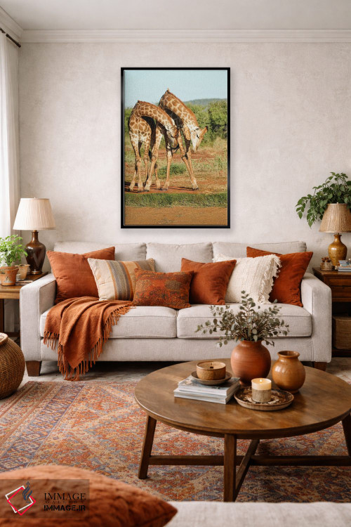 تابلو دکوراتیو زرافه های رقصان آفریقایی اثر رندا تامپسون - D3B