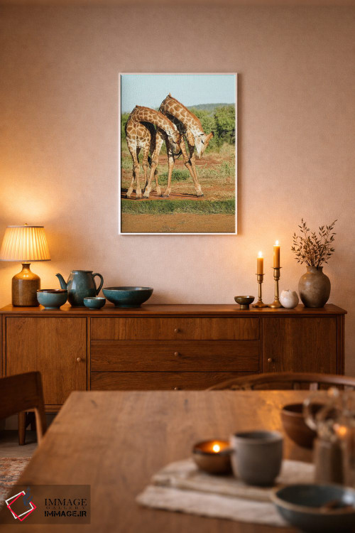 تابلو دکوراتیو زرافه های رقصان آفریقایی اثر رندا تامپسون - D6W