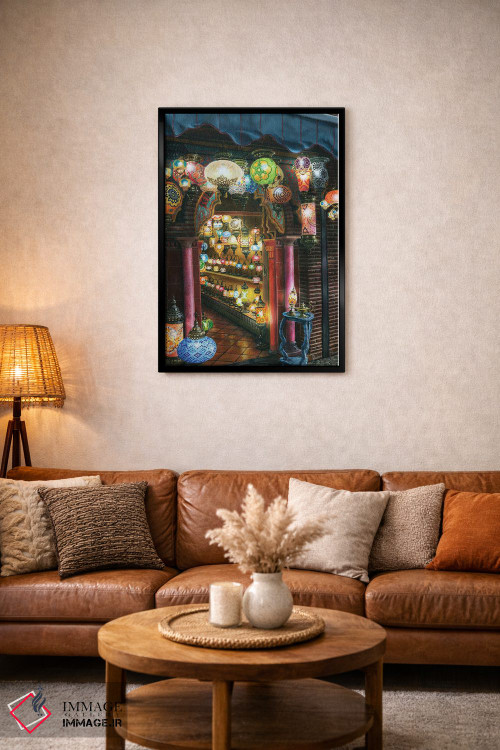 تابلو دکوراتیو چراغ فروشی در شب، آلبایسین، گرانادا، اسپانیا اثر ریچارد هارپوم - D2B