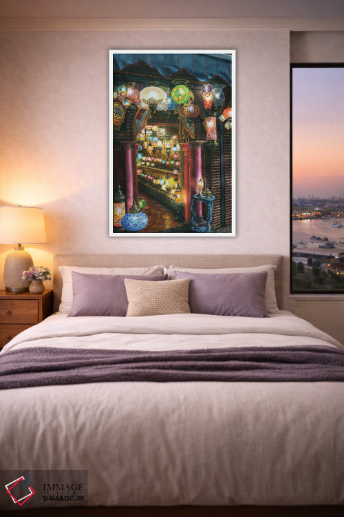 تابلو دکوراتیو چراغ فروشی در شب، آلبایسین، گرانادا، اسپانیا اثر ریچارد هارپوم - D1W