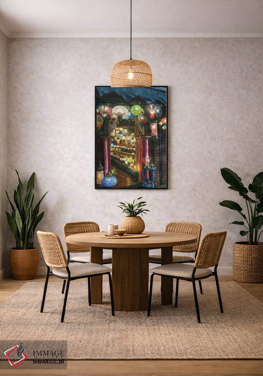 تابلو دکوراتیو چراغ فروشی در شب، آلبایسین، گرانادا، اسپانیا اثر ریچارد هارپوم - D3B