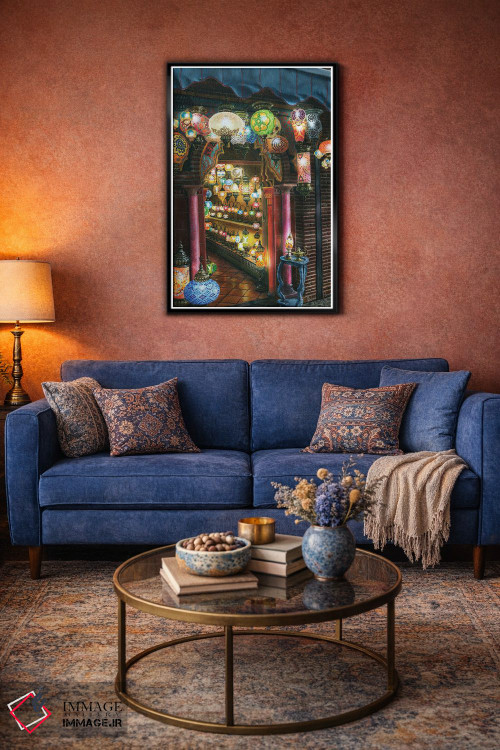 تابلو دکوراتیو چراغ فروشی در شب، آلبایسین، گرانادا، اسپانیا اثر ریچارد هارپوم - D4B