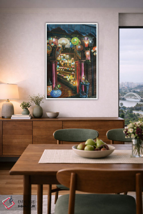 تابلو دکوراتیو چراغ فروشی در شب، آلبایسین، گرانادا، اسپانیا اثر ریچارد هارپوم - D5W