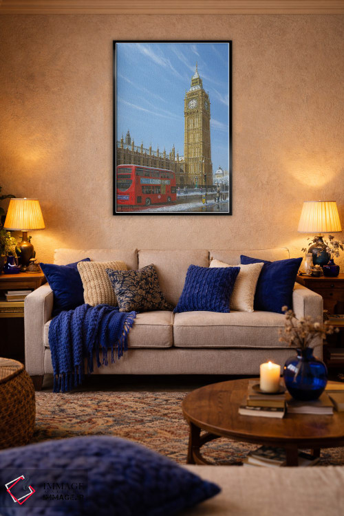 تابلو مدرن صبح زمستانی، بیگ بن، برج الیزابت، لندن اثر ریچارد هارپوم - D6B