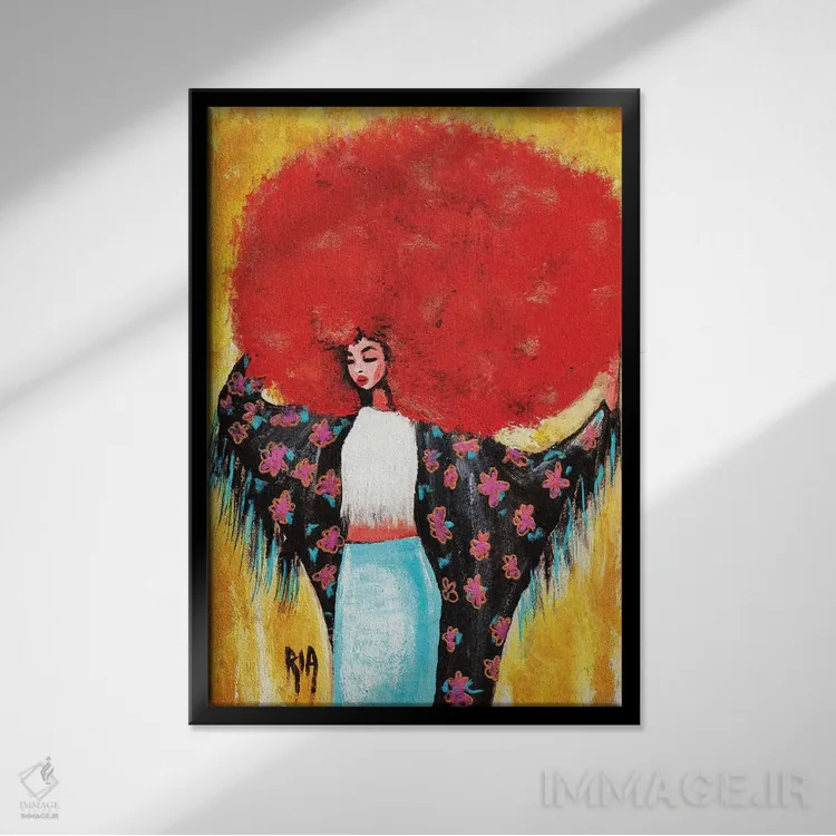 تابلو دکوراتیو دختر گل – بهار را برایم بیاور اثر آرتیست ریا - نمای قابدار مشکی