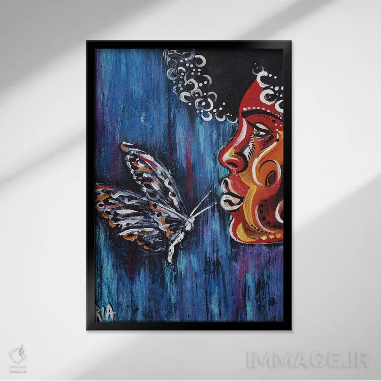 تابلو دکوراتیو شیفتگی اثر آرتیست ریا - نمای قابدار مشکی