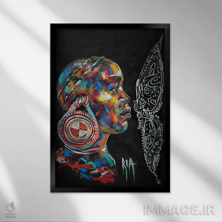 تابلو دکوراتیو به شکلی خیره کننده درخشان اثر آرتیست ریا - نمای قابدار مشکی