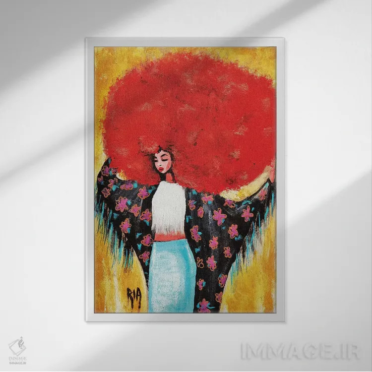 تابلو دکوراتیو دختر گل – بهار را برایم بیاور اثر آرتیست ریا - نمای قابدار سفید