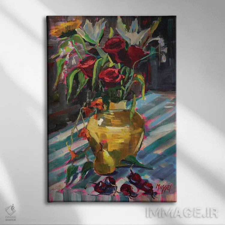 تابلو دکوراتیو Plein Air,رز گیلاسی اثر ماری مسی - نمای روبهرو روی دیوار