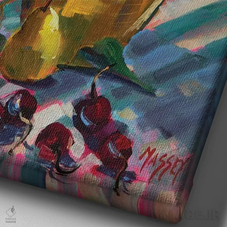 تابلو دکوراتیو Plein Air,رز گیلاسی اثر ماری مسی - نمای نزدیک بافت بوم