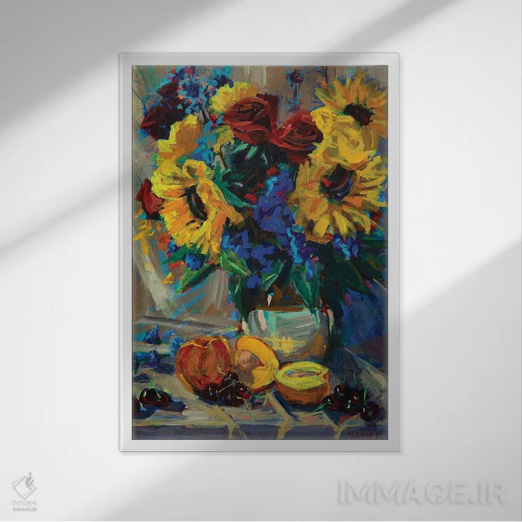 تابلو دکوراتیو میز تابستانی اثر ماری مسی - نمای قابدار سفید