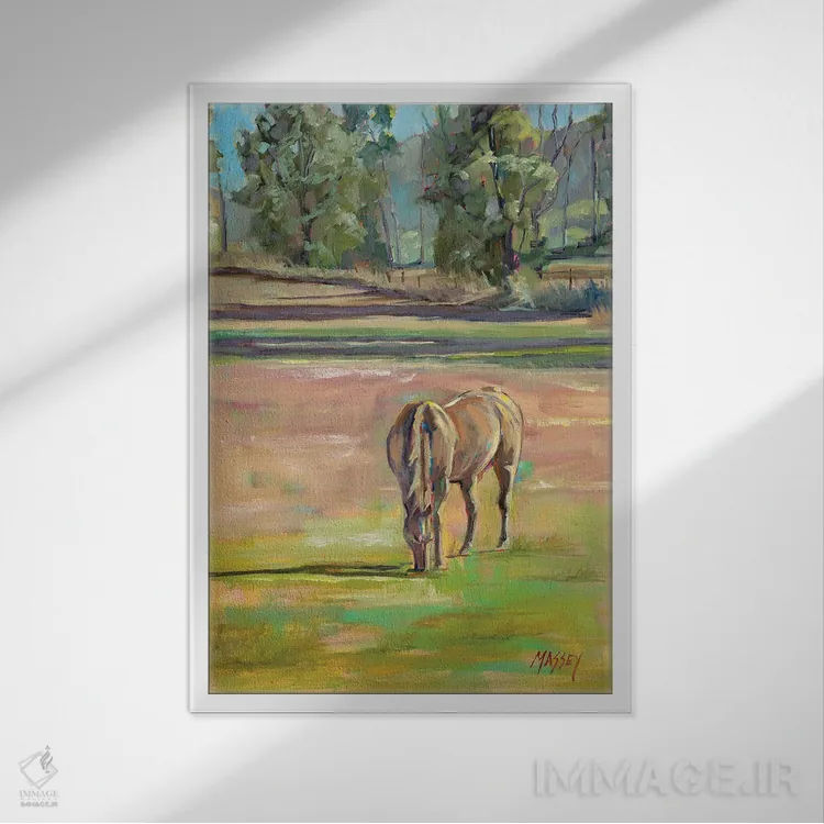 تابلو انتزاعی در چراگاه اثر ماری مسی - نمای قابدار سفید