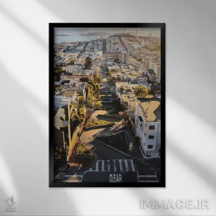 تابلو دکوراتیو خیابان لومبارد اثر مارکو باربریو - نمای قابدار مشکی