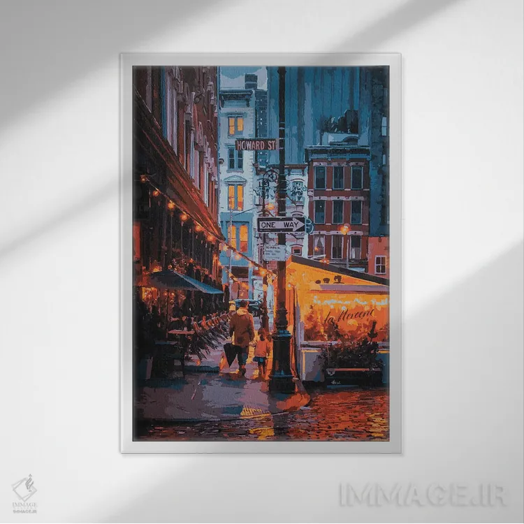 تابلو دکوراتیو خیابان هاوارد اثر مارکو باربریو - نمای قابدار سفید