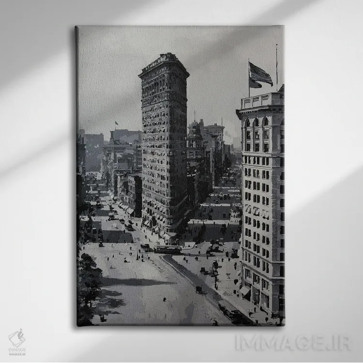 تابلو دکوراتیو فلت آیرون ۲۰ اثر مارکو باربریو - نمای روبهرو روی دیوار