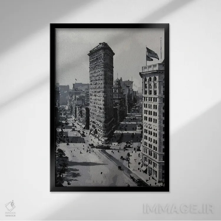 تابلو دکوراتیو فلت آیرون ۲۰ اثر مارکو باربریو - نمای قابدار مشکی