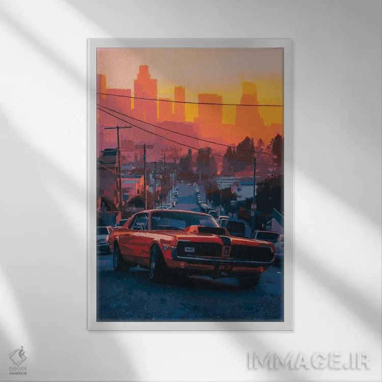 تابلو دکوراتیو ماشین سریع اثر مارکو باربریو - نمای قابدار سفید