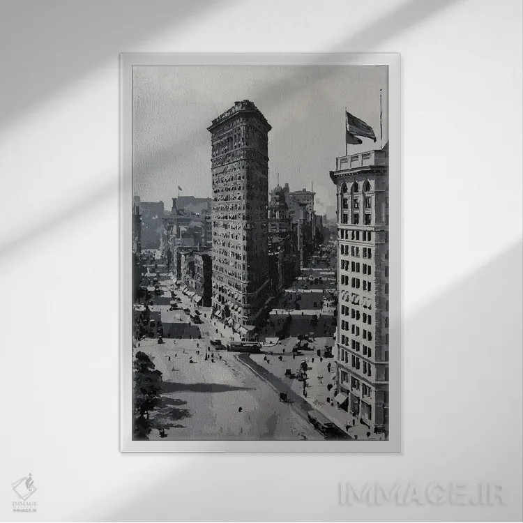 تابلو دکوراتیو فلت آیرون ۲۰ اثر مارکو باربریو - نمای قابدار سفید