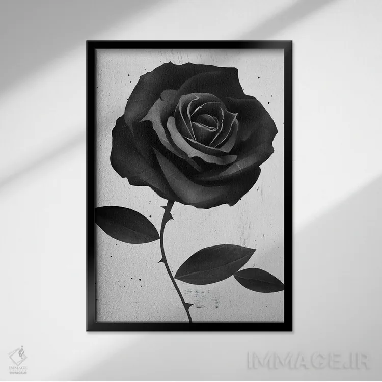 تابلو دکوراتیو رز پارچه ای اثر روبن ایرلند - نمای قابدار مشکی