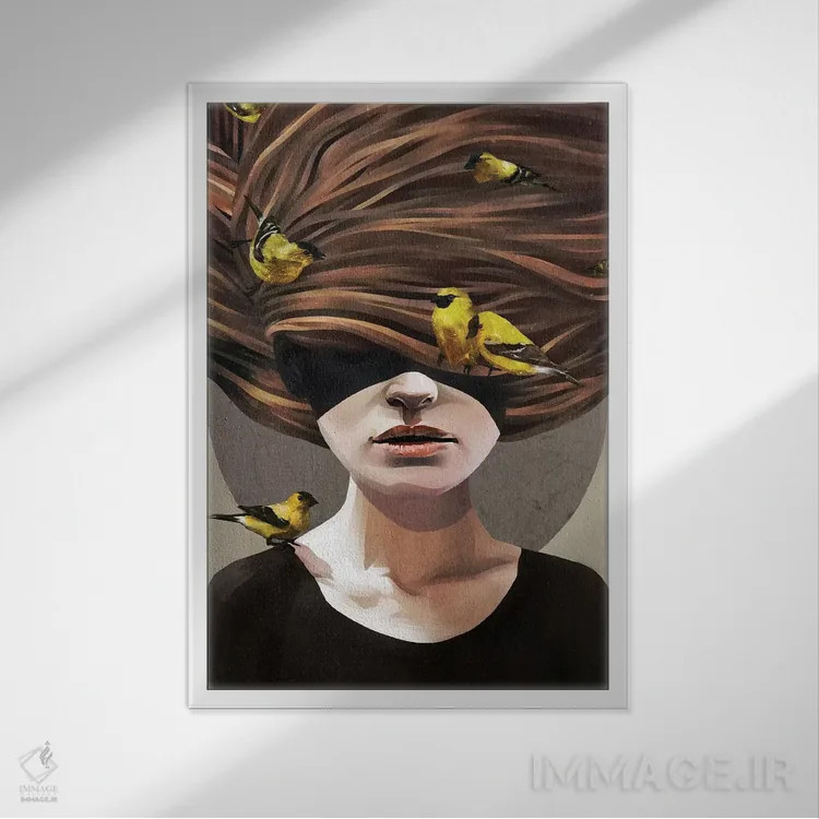 تابلو دکوراتیو دختر با سهره ها اثر روبن ایرلند - نمای قابدار سفید