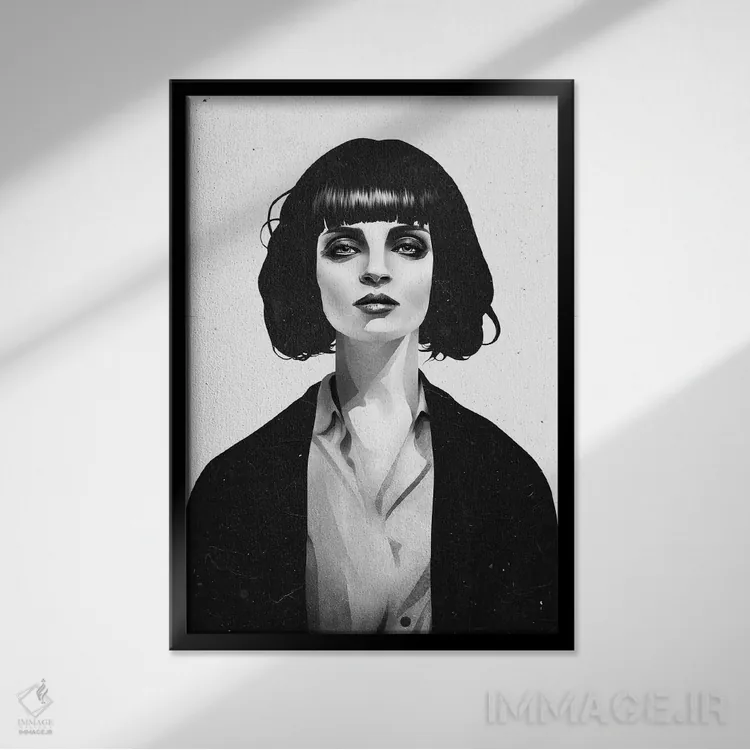 تابلو دکوراتیو خانم میا والاس اثر روبن ایرلند - نمای قابدار مشکی
