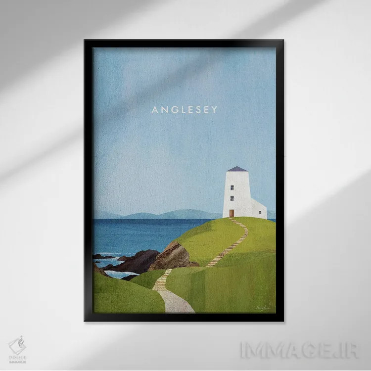 تابلو دکوراتیو Wales Travel Poster,پوستر سفر آنگلسی اثر هنری ریورز - نمای قابدار مشکی