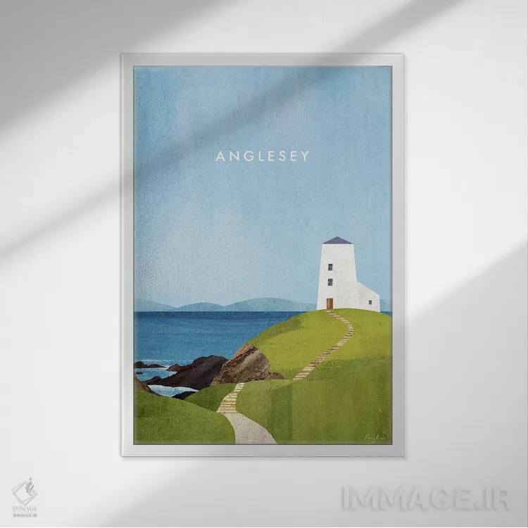 تابلو دکوراتیو Wales Travel Poster,پوستر سفر آنگلسی اثر هنری ریورز - نمای قابدار سفید