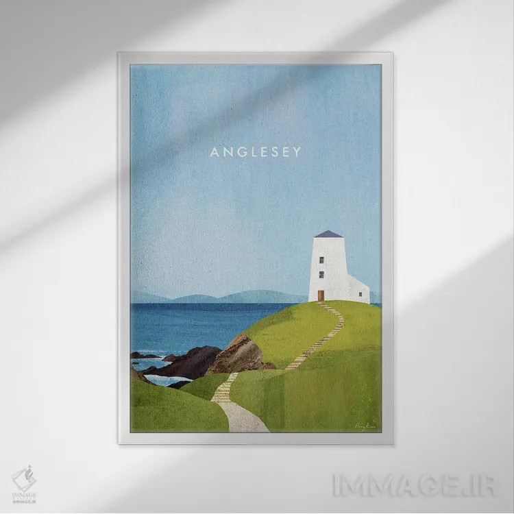 تابلو دکوراتیو Wales Travel Poster,پوستر سفر آنگلسی اثر هنری ریورز - نمای قابدار سفید