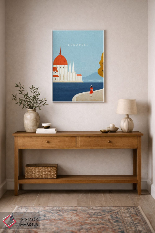 تابلو دکوراتیو Hungary Travel Poster,پوستر سفر بوداپست اثر هنری ریورز - D1W