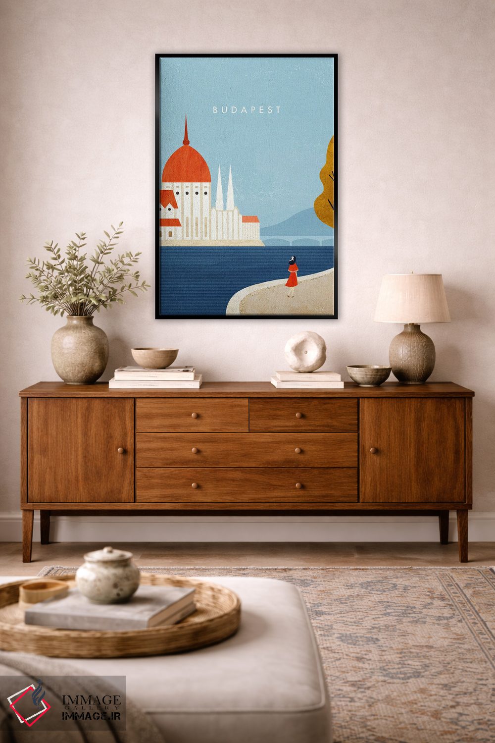 تابلو دکوراتیو Hungary Travel Poster,پوستر سفر بوداپست اثر هنری ریورز - D3B