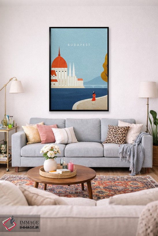تابلو دکوراتیو Hungary Travel Poster,پوستر سفر بوداپست اثر هنری ریورز - D2B