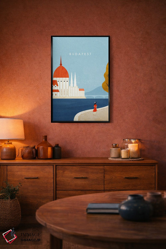 تابلو دکوراتیو Hungary Travel Poster,پوستر سفر بوداپست اثر هنری ریورز - D4B