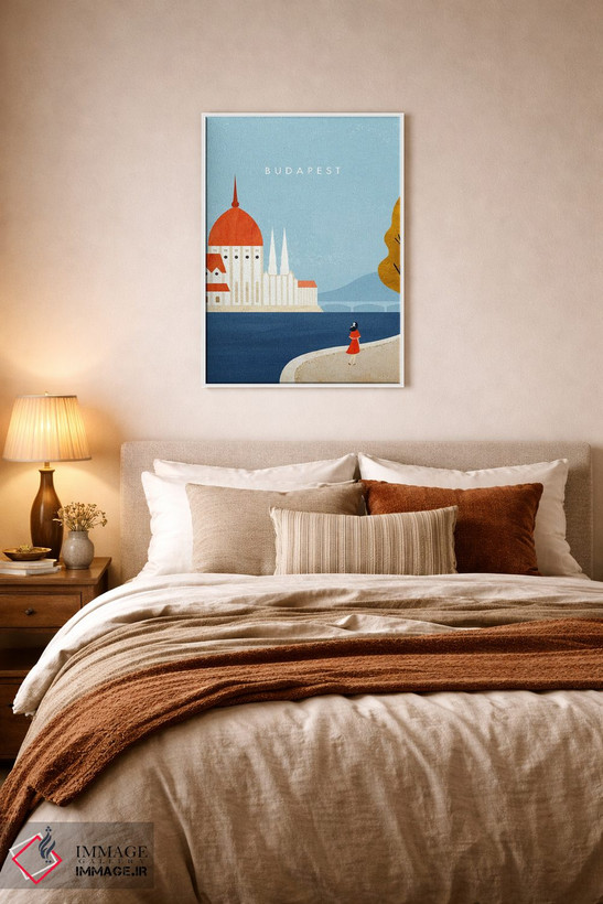 تابلو دکوراتیو Hungary Travel Poster,پوستر سفر بوداپست اثر هنری ریورز - D5W