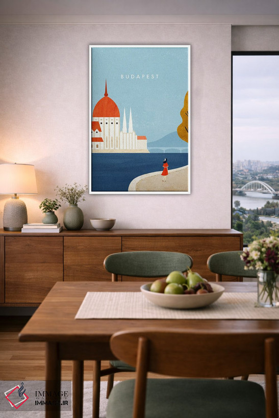 تابلو دکوراتیو Hungary Travel Poster,پوستر سفر بوداپست اثر هنری ریورز - D6W