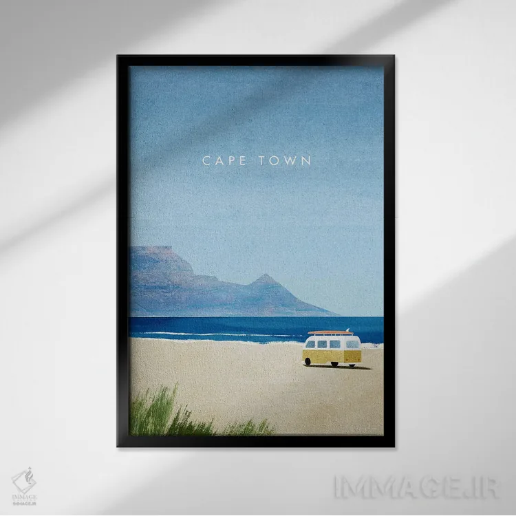تابلو دکوراتیو South Africa Travel Poster,پوستر سفر کیپ تاون اثر هنری ریورز - نمای قابدار مشکی
