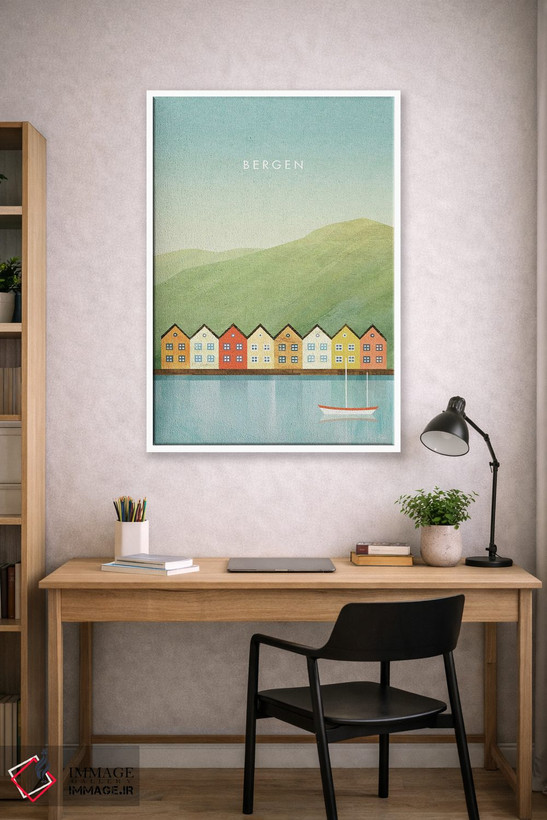 تابلو مینیمال Norway Travel Poster,پوستر سفر برگن اثر هنری ریورز - D1W